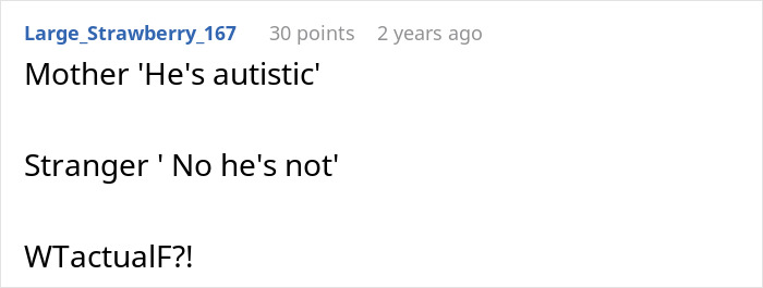 Comment highlighting a dispute over whether a child is autistic