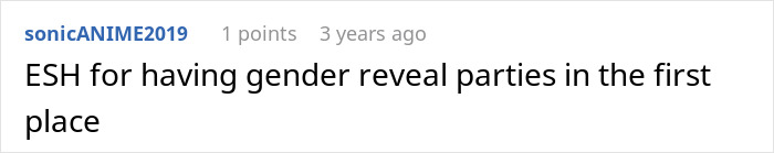 Comment criticizing gender reveal parties Comment criticizing gender reveal parties