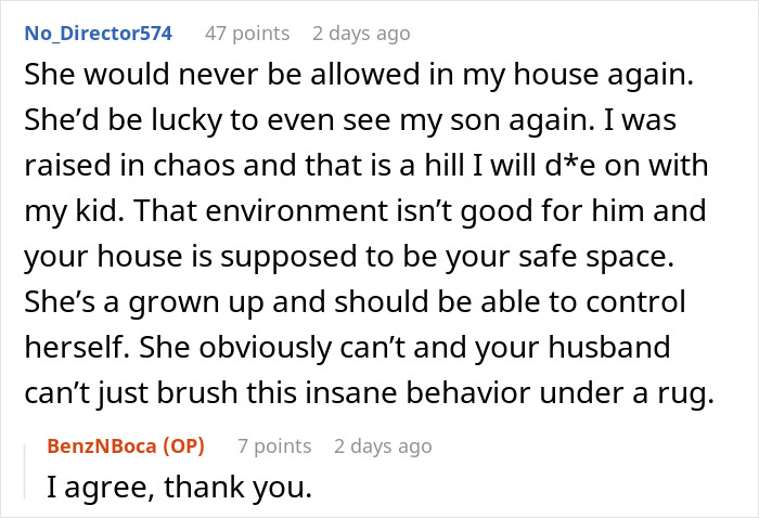 A Reddit comment advising about a grandma who throws a fit before a family vacation and clings to a toddler. A Reddit comment advising about a grandma who throws a fit before a family vacation and clings to a toddler.