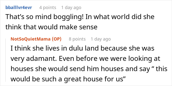 A Reddit user's comment about the husband's mom's breakdown and her unusual behavior.