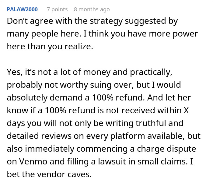 Advice on demanding refunds and legal actions for wedding coordinator disputes