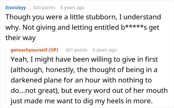 User comments on standing up to entitled passenger during flight dispute User comments on standing up to entitled passenger during flight dispute