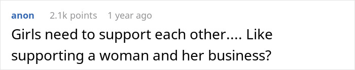 Comment about girls supporting each other and businesses