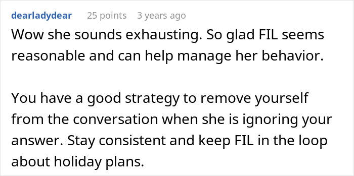 A comment on an article about a pregnant woman having contractions, and her MIL refusing to leave.