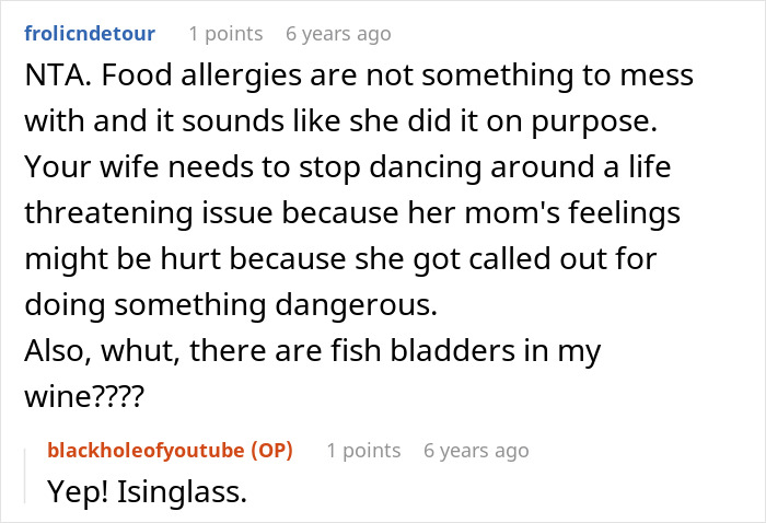 Online comment emphasizing dangers of food allergies and impact on family feelings