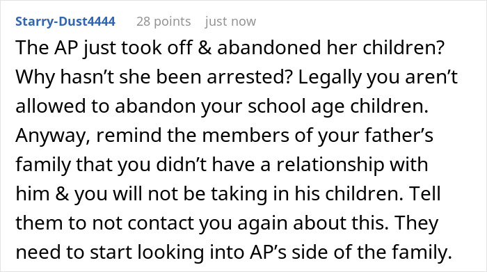 Reddit user questioning abandonment of children by affair partner and family involvement Reddit user questioning abandonment of children by affair partner and family involvement