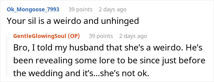 SIL Makes A Weird Demand For The Wedding: "Immediately Said No"