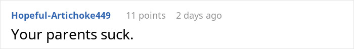 Comment calling parents awful in family betrayal situation