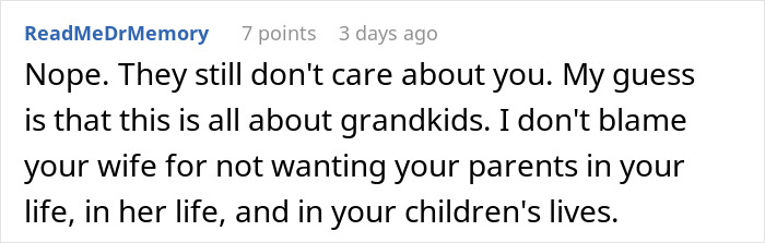 Comment about parents caring only about grandkids and relationship concerns Comment about parents caring only about grandkids and relationship concerns