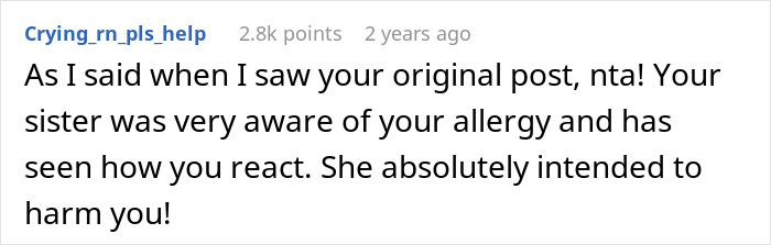 Sister Thinks Woman's Allergy Is A Lie, Her "Test" Gets Her Arrested Sister Thinks Woman's Allergy Is A Lie, Her "Test" Gets Her Arrested