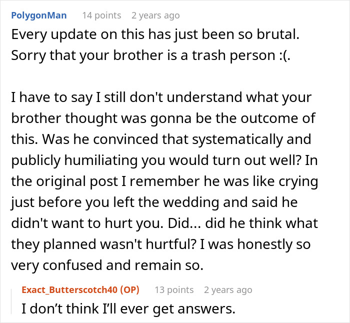 Woman Becomes Estranged From Beloved Brother After Fake Wedding Drama Destroys Trust Woman Becomes Estranged From Beloved Brother After Fake Wedding Drama Destroys Trust