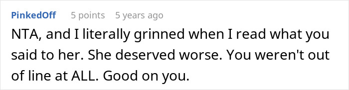 Comment praising original poster for standing up to cousin, calling them NTA Comment praising original poster for standing up to cousin, calling them NTA