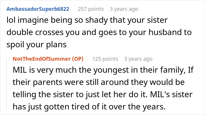 Reddit comments on the MIL's refusal to leave, discussing her sister spoiling her plans and the pregnant woman's contractions.