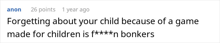 A social media comment criticizing a woman's gaming problem for neglecting her child.