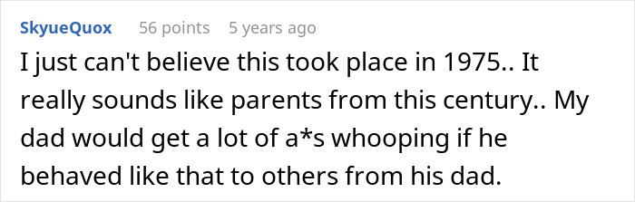 A comment comparing modern parents to those in 1975, regarding a bully and a beach trip. A comment comparing modern parents to those in 1975, regarding a bully and a beach trip.