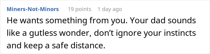 A comment advises a daughter whose father replaced her with stepkids to keep a safe distance from him. A comment advises a daughter whose father replaced her with stepkids to keep a safe distance from him.