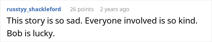 Screenshot of an online comment expressing sadness and noting the kindness of those involved in the husband's accident.