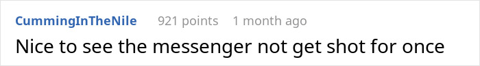 Comment appreciating messenger avoiding harm Comment appreciating messenger avoiding harm