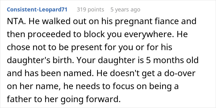 Man blocked pregnant fiancée and won't get naming rights for their daughter Man blocked pregnant fiancée and won't get naming rights for their daughter