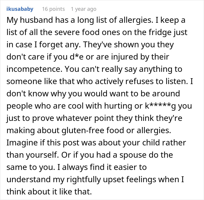 A screenshot of a Reddit comment discussing how parents trick children into eating food, emphasizing gluten-free choices.