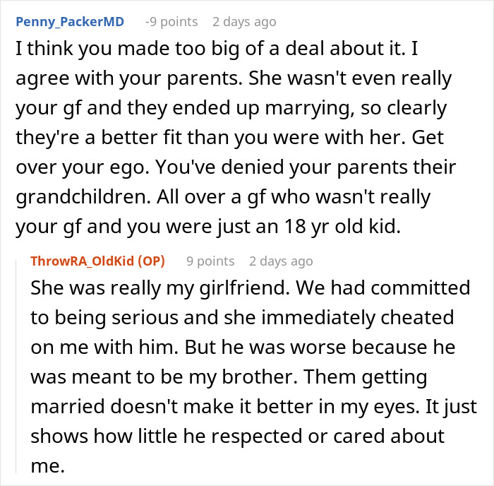 Comment agreeing with parents and denying them grandchildren over an ex-girlfriend dispute Comment agreeing with parents and denying them grandchildren over an ex-girlfriend dispute