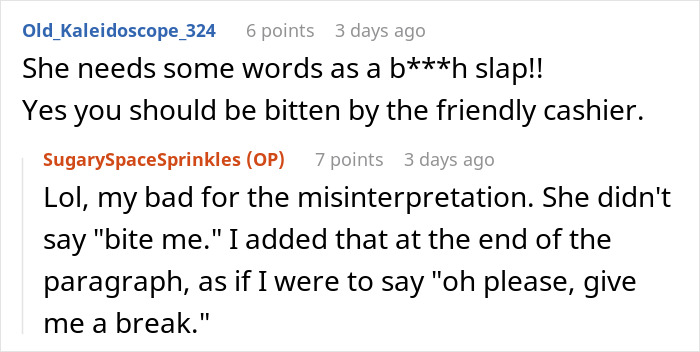 Reddit comments from Walmart shoppers discussing a customer who tried to guilt shoppers into helping her pay for groceries. Reddit comments from Walmart shoppers discussing a customer who tried to guilt shoppers into helping her pay for groceries.