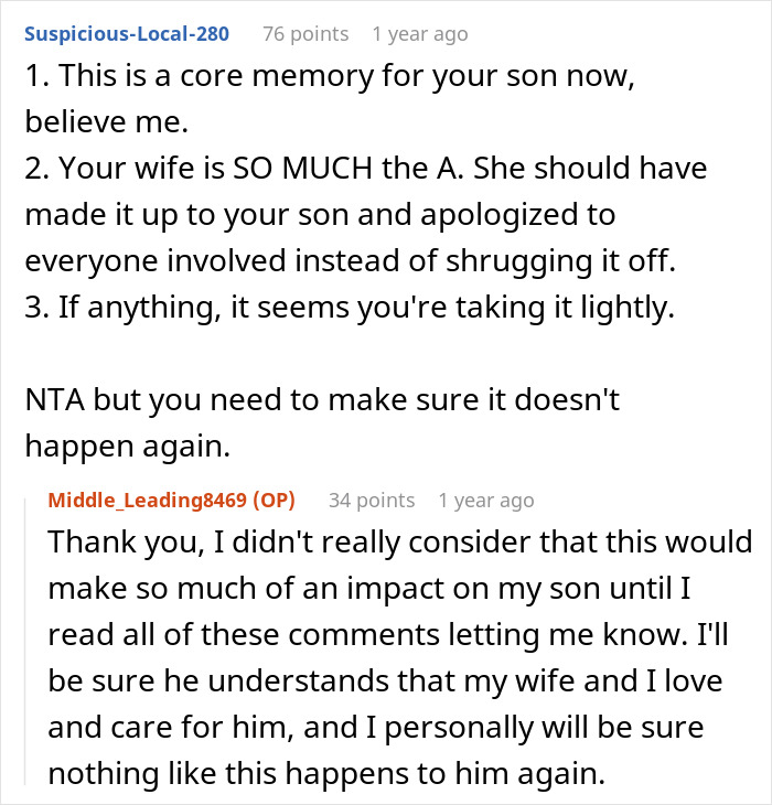 A comment section discussing a woman's gaming problem and its impact on her son, with a user calling the husband a jerk.