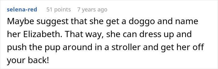 A humorous comment about a pregnant DIL dealing with MIL who wants final say on baby's name.