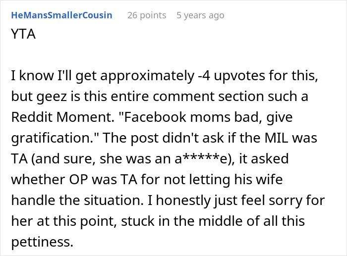 Reddit comment discussing family dynamics and MIL involvement in child's upbringing