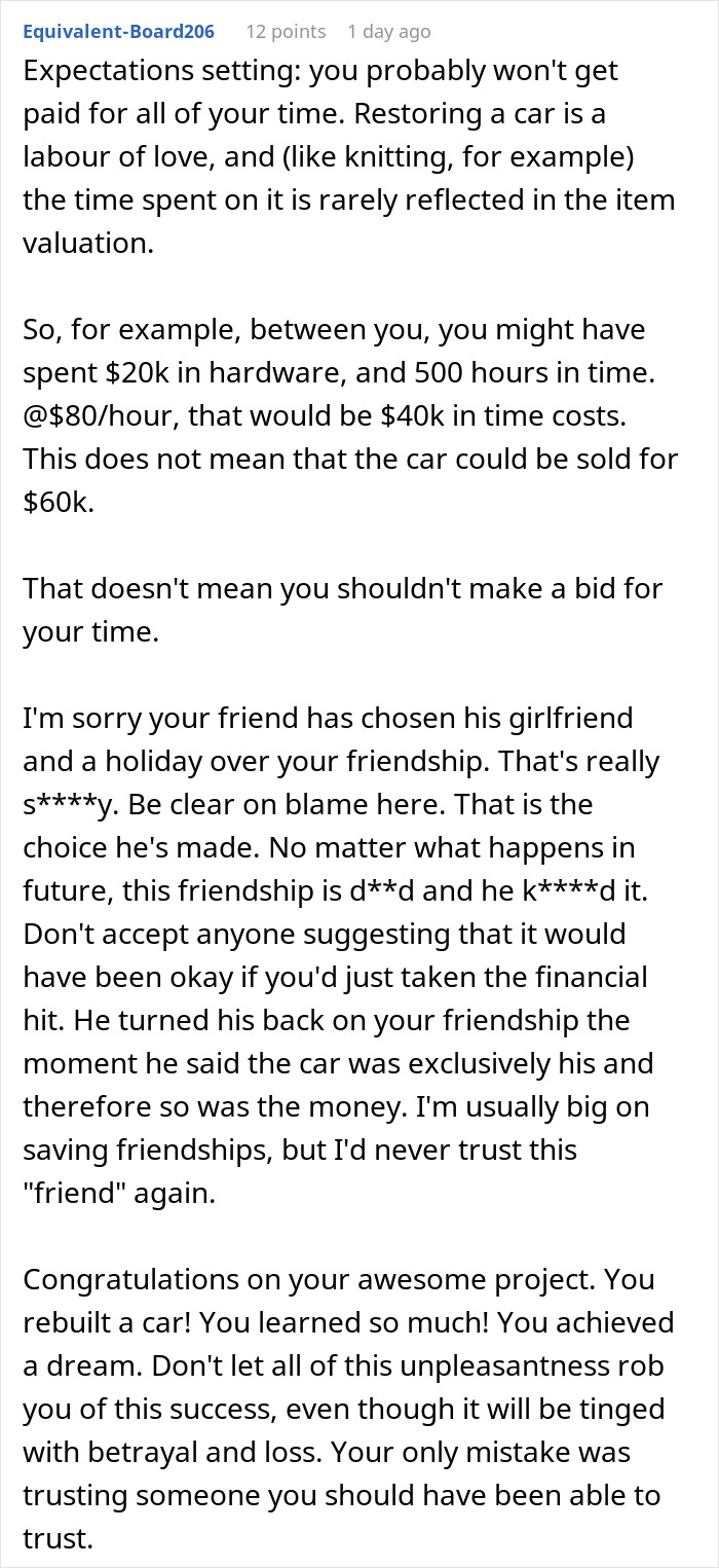 Guy Gets Betrayed By Friend After Putting His Heart And Soul To A Project Car They Were Working On Together Guy Gets Betrayed By Friend After Putting His Heart And Soul To A Project Car They Were Working On Together