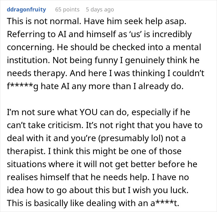 Comment urging help for unemployed man trapped in AI echo chamber Comment urging help for unemployed man trapped in AI echo chamber