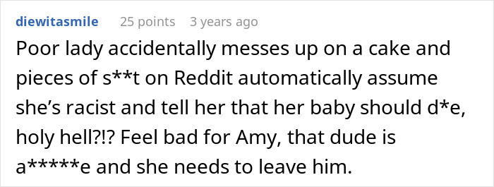 Reddit comment defending Amy from racist accusations over a cake mishap Reddit comment defending Amy from racist accusations over a cake mishap