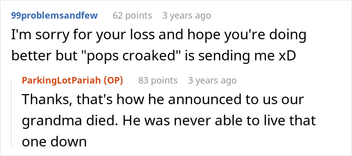 Commenter apologizes for loss discussing 'pops croaked' phrase from funeral story Commenter apologizes for loss discussing 'pops croaked' phrase from funeral story