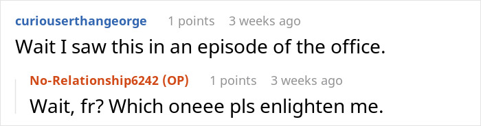User compares chaotic wedding to an episode of the office TV show