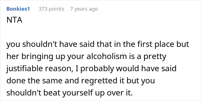 Comment defending response to sister about fillers and botox and alcoholism Comment defending response to sister about fillers and botox and alcoholism