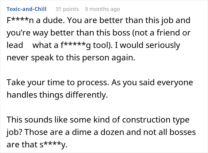 Comment criticizing the boss and advising to take time to process grief differently Comment criticizing the boss and advising to take time to process grief differently