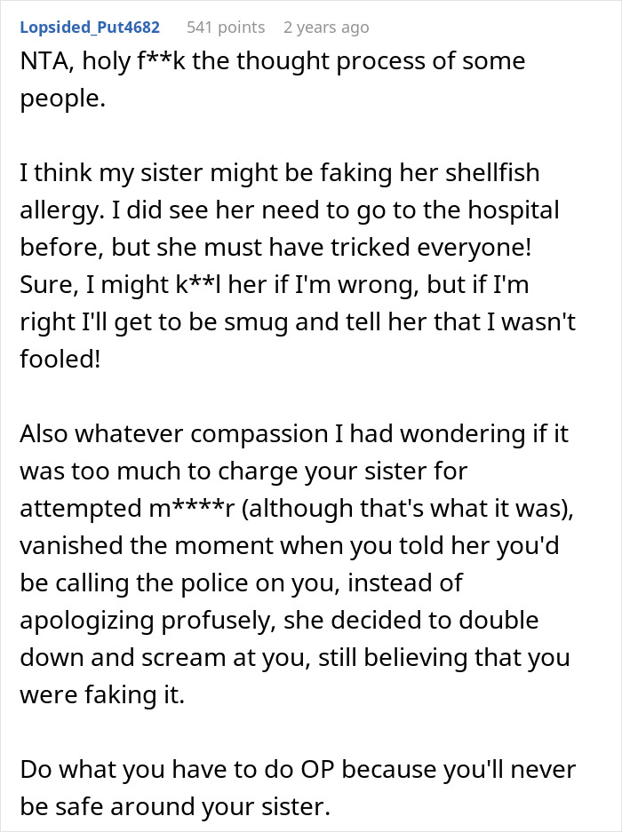 Sister Thinks Woman's Allergy Is A Lie, Her "Test" Gets Her Arrested Sister Thinks Woman's Allergy Is A Lie, Her "Test" Gets Her Arrested