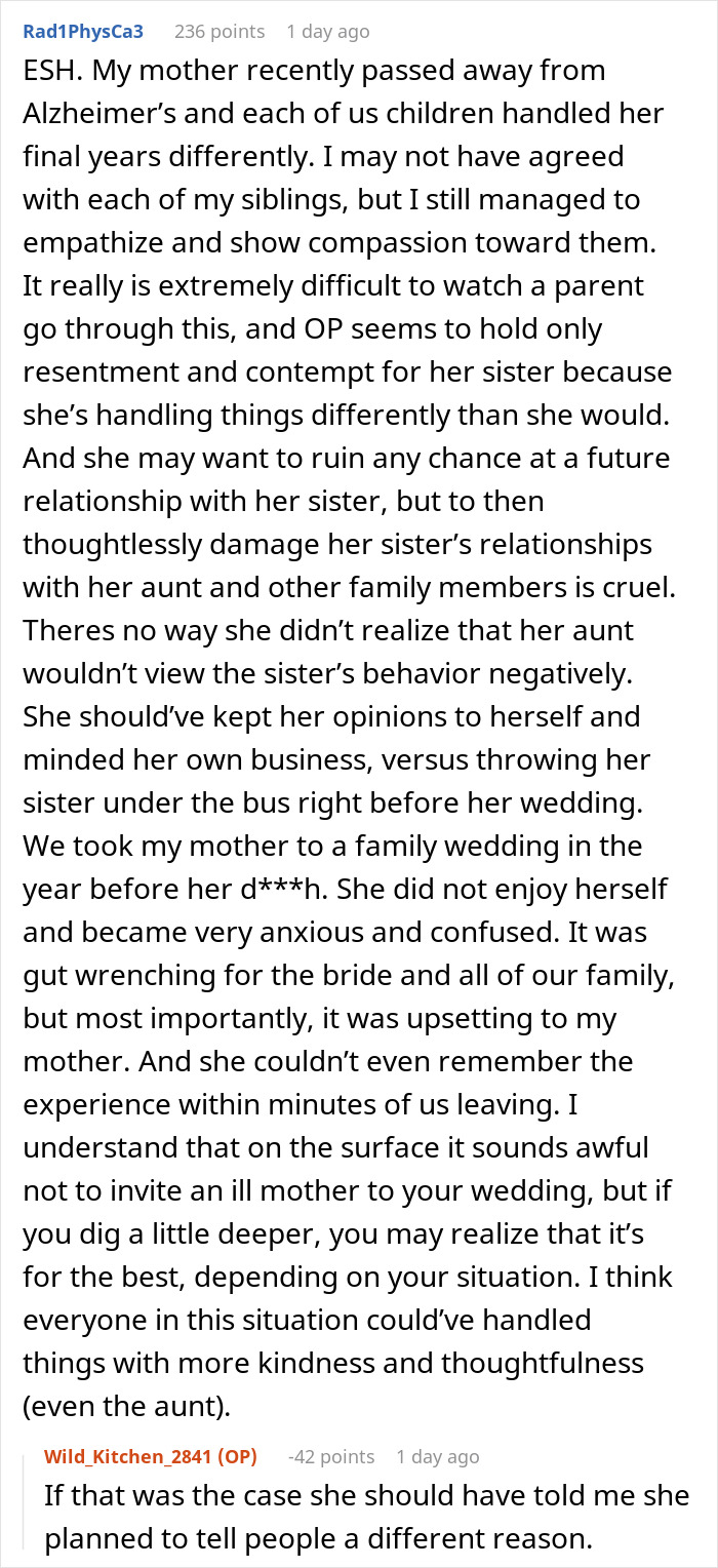 Comment on handling mother's Alzheimer’s and wedding tension Comment on handling mother's Alzheimer’s and wedding tension