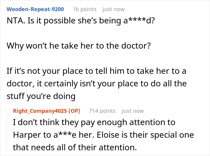 Online comment discussing refusal to take child to doctor and family dynamics Online comment discussing refusal to take child to doctor and family dynamics