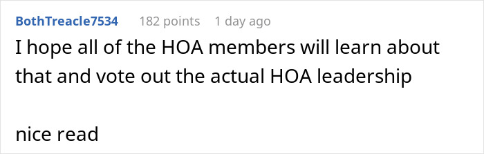 Comment hoping HOA members vote out leadership after water scam Comment hoping HOA members vote out leadership after water scam