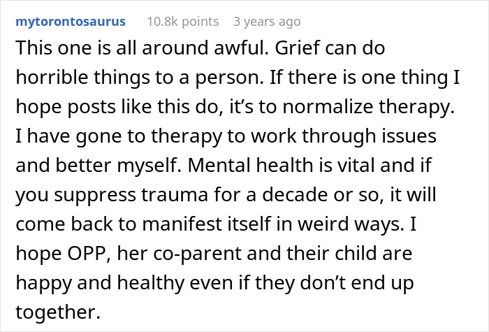 A comment discusses grief and therapy, hoping a pregnant woman and her husband find happiness even if they divorce. A comment discusses grief and therapy, hoping a pregnant woman and her husband find happiness even if they divorce.