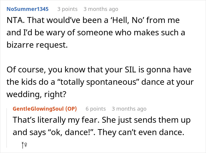 SIL Makes A Weird Demand For The Wedding: "Immediately Said No"