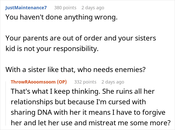 Comments on refusing to take in homeless sister after betrayal shared online