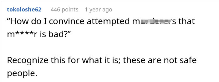 A screenshot of a comment about not being safe people, concerning a mom tricking her daughter into eating gluten free food.