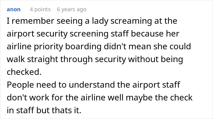 Passenger upset at airport security over priority boarding misunderstanding Passenger upset at airport security over priority boarding misunderstanding