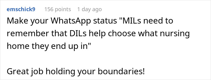Encouragement to set WhatsApp status about MILs and boundaries Encouragement to set WhatsApp status about MILs and boundaries
