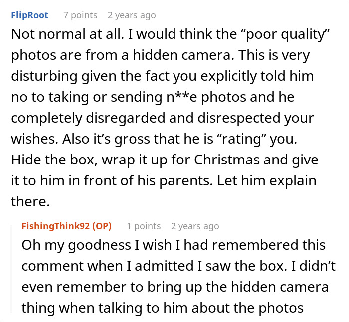 Husband's memory box reveals stalkerish tendencies, making a woman worried. Husband's memory box reveals stalkerish tendencies, making a woman worried.