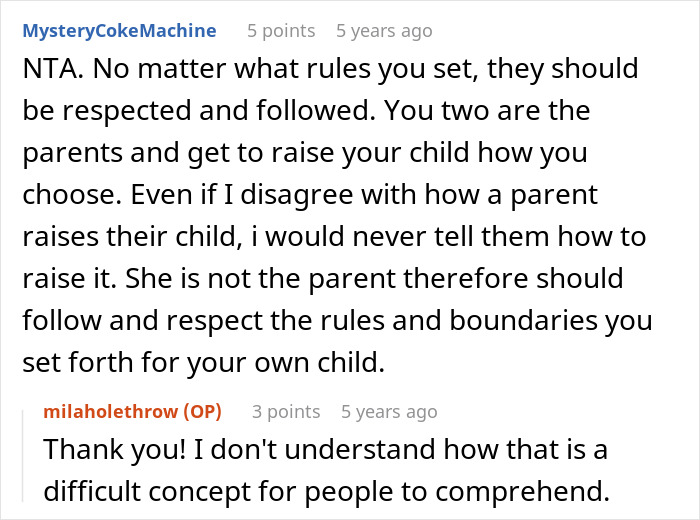 Discussion on respecting parents' rules and boundaries while babysitting by MIL