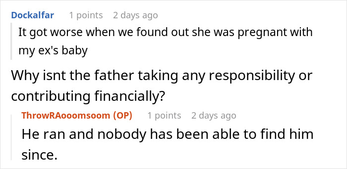 Discussion about homeless sister pregnant with ex's baby and absent father responsibility