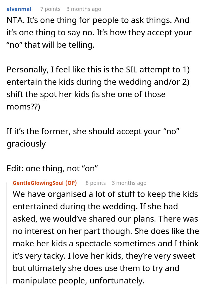 SIL Makes A Weird Demand For The Wedding: "Immediately Said No"